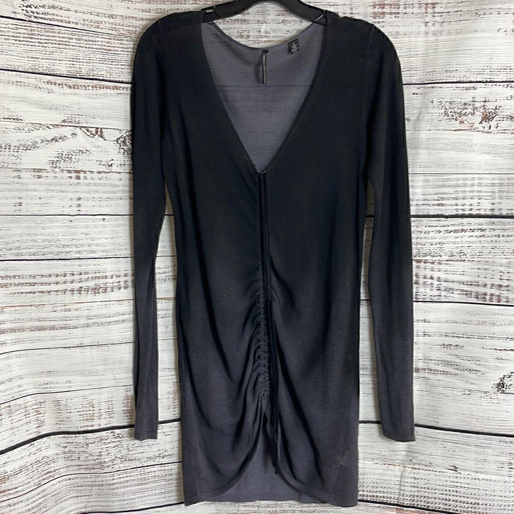 Isda & co Sweater Womens Size‎ Small v neck ruched ombré Knit Cotton Blend Tunic